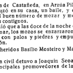 Recorte da revista Vida Gallega do 1 de marzo de 1928 coa nova da lea nun baile en Castañeda