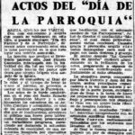 Recorte de El Correo Gallego, 11 de maio de 1962, 'Actos del Día de la Parroquia' en Arzúa